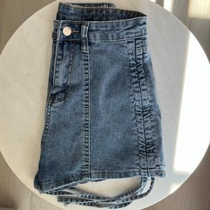 YesStyle “Wilder Dreams - Drawstring Ruched High-Waist Denim Shorts”